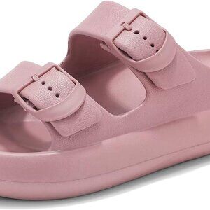 Women’s Cloud Slides Arch Support Platform Sandals Blush Size 10 Lightweight